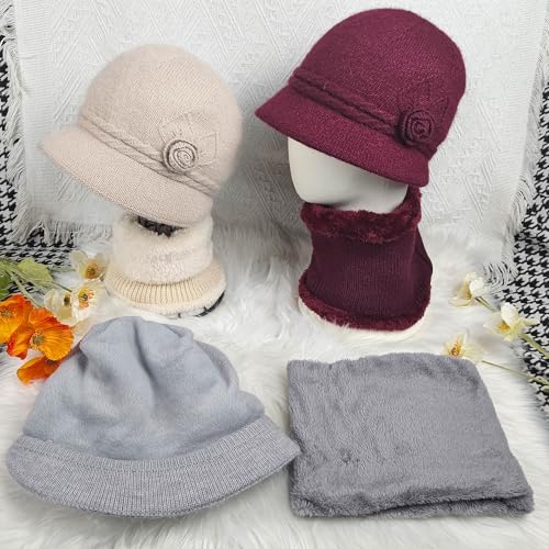 Gorro de invierno beige para mujer y hombre miniatura 6