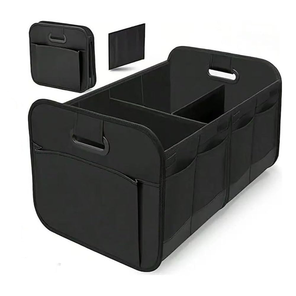 bairuibin Car Boot Organiser for Citroën C4 Picasso (B58 B78 2006-2018), Foldable Heavy Duty Boot Storage Box, Multi-Compartment Car Tidy Bag with Side Pockets,Black