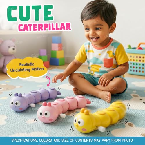 Image of Zest 4 Toyz Wind-Up Caterpillar Toy for Kids Insect Figurines Play Push Toy for Boys & Girls Random Color (Pack of 2)