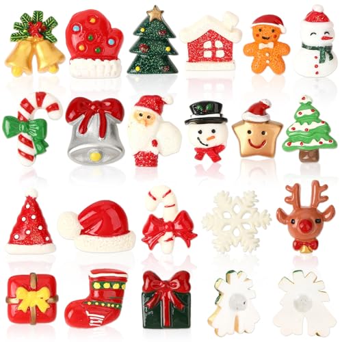 AUGSUN Christmas Resin Buttons for Crafts 40pcs Christmas Snowman Santa Claus XmasTree Elk Shaped Sewing Buttons for Crafts Sewing Clothes DIY Christmas Hanging Ornaments Decorative Accessories