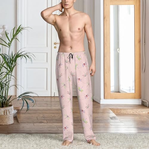 Pajama Pants Men - Ripple Dragonfly Pink Men's Pajama Bottoms, Mens Cotton Pajama Pants2
