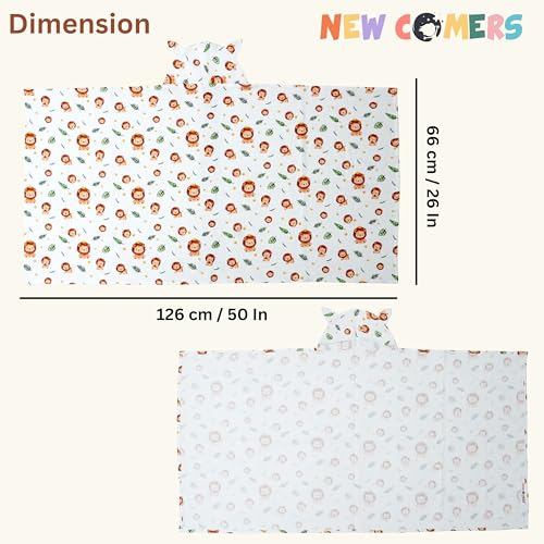 Image of NEW COMERS 100% Pure Cotton Waffle Hooded Wrapper - Baby Towel for New Born | Big Size 50cm x 26cm | Soft, Safe & Skin-Friendly | Perfect for Newborns 0-5 Years | Breathble Absorbant (Multicolor 4)