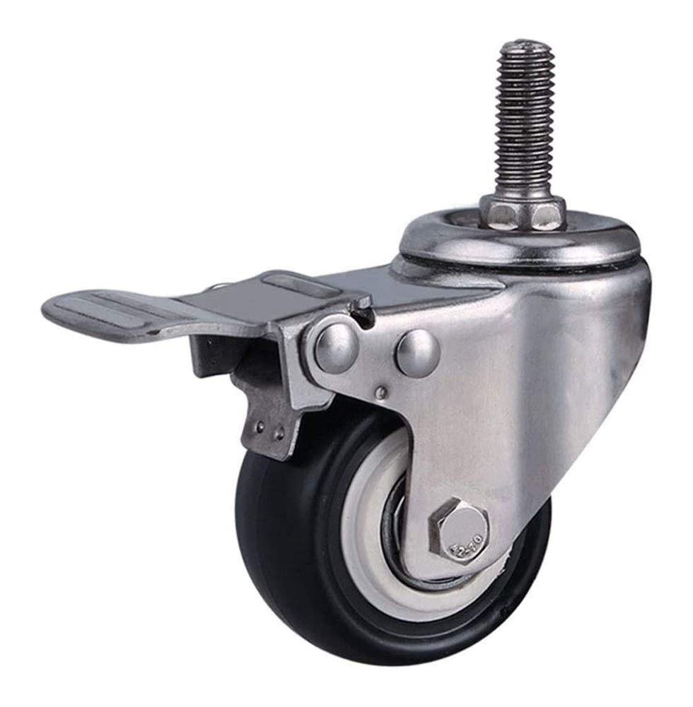 Kółka Kółka Gwint M8/M10/M12 do mebli 1,5''/2 cale (50 mm) Wytrzymałe 300 kg Cichy PU z hamulcem Obrotowe Małe kółka do stołu Biurko Wózek Łóżeczko dziecięce 4 szt.