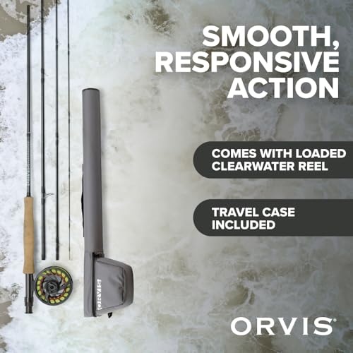 Image of Orvis Clearwater Fly Rod Outfit - Fishing Rod and Reel Combo with Black Chrome Blank, Ceramic Guides, Durable Reel Seat, and Rod Tube