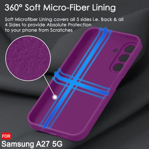 Image of TheGiftKart Genuine Liquid Silicone Back Cover Case for Samsung Galaxy A27 5G | Soft Micro-Fibre Lining Inside | Camera Protection Bump | Shockproof Back Cover Case for Samsung A27 (Silicone, Maroon)