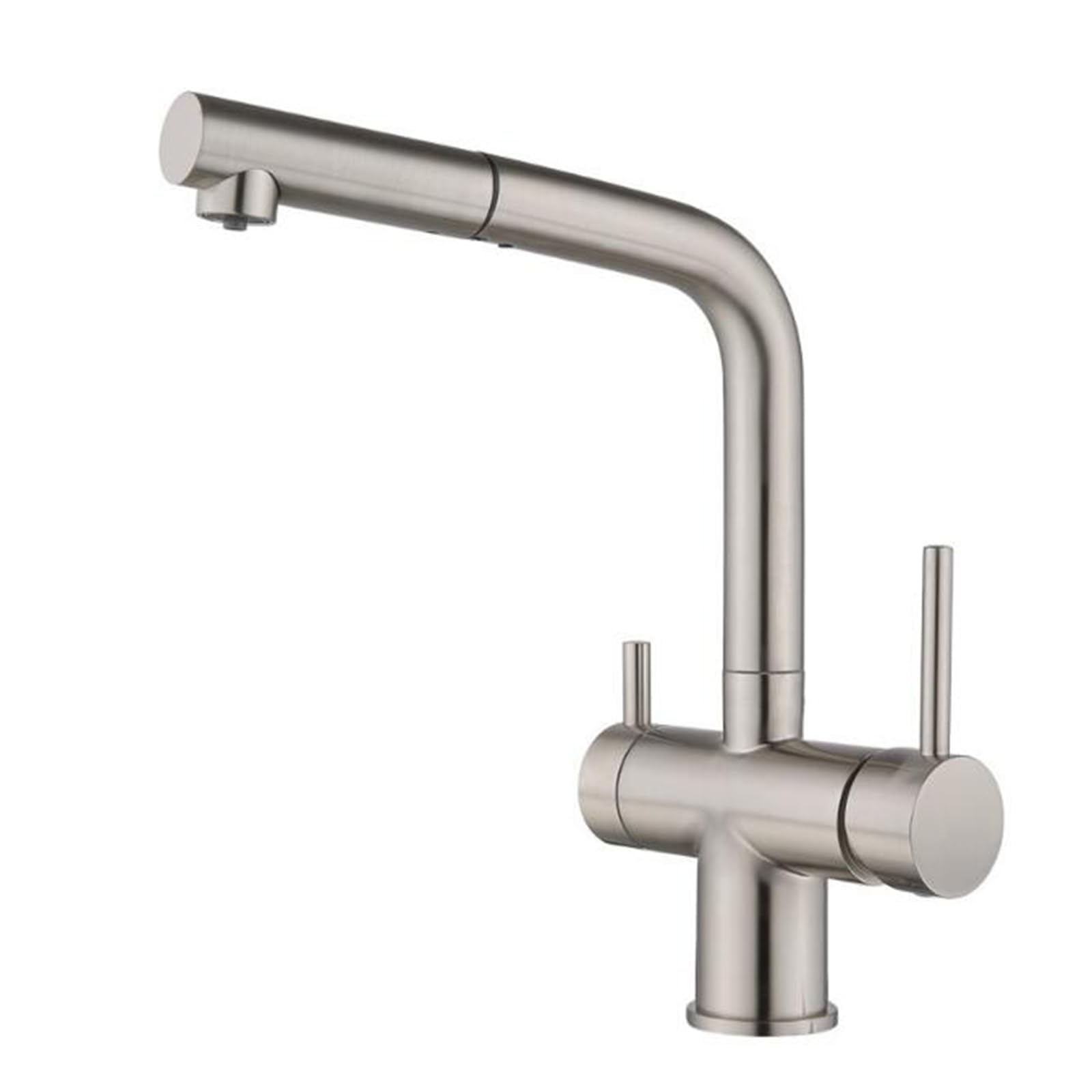 3 Way Kitchen Faucet 360° Swivel Brass Kitchen Mixer Faucet-Grey(Brushed)