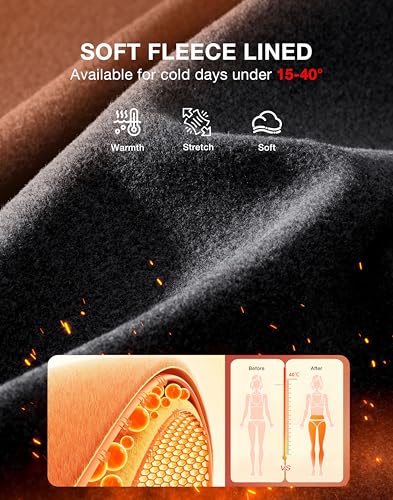 G Gradual Women's Fleece Lined Joggers with Zipper Pocket Water Resistant Running Hiking Pants Winter Warm Thermal Sweatpants Black M