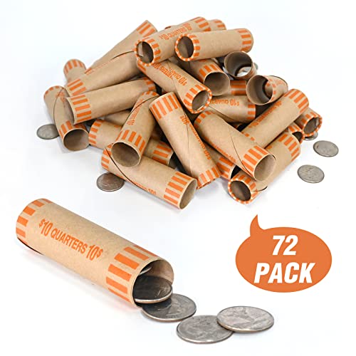 Image of LLIKED 72 PCS Preformed Coin Wrappers Rolls-Quarters