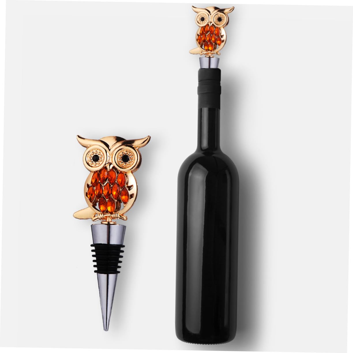 Gatuida Bouchon à Vin en Alliage Zinc Forme Hibou Doré Réutilisable Prise à Vin Domestique Bière la Cuisine