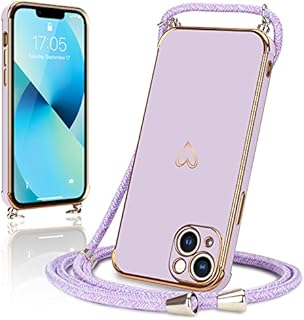 Micoden Etui do iPhone 13 Pro z regulowanym kołnierzem Etui iPhone 13 Pro Silikonowe z uroczym wzorem serca i etui z łańcuszkiem na szyję do iPhone 13 Pro (czarny)