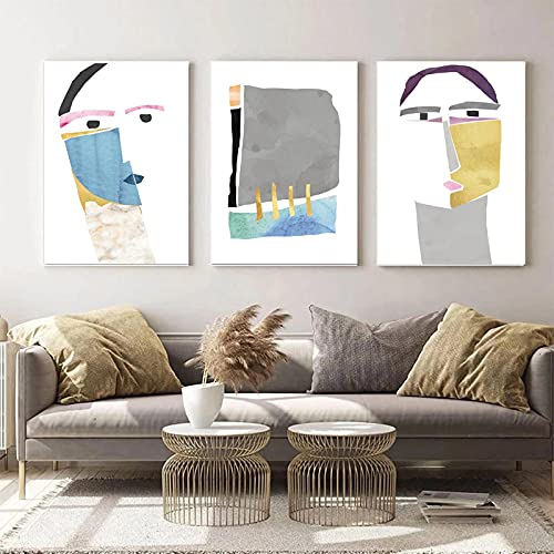 Póster de cara abstracta para decorar un salón moderno con bloques de color 2