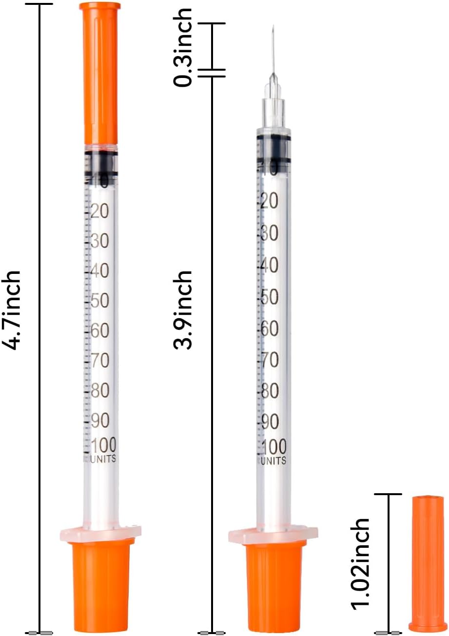 30PACK 1ml/cc Syringe, U-100 31G 5/16" (8mm) Disposable Syringe, Individually Wrapped Lab Supplies