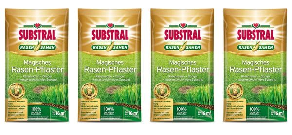 SUBSTRAL Magisches Rasen-Pflaster 14,4 kg - 3 in 1 Reparatur Mischung aus Rasensamen Keimsubstrat & Dünger