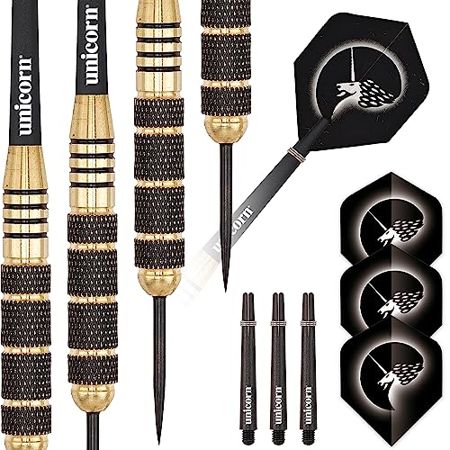 Unicorn Steel Tip Darts Set | Core Plus Black Brass Barrels|Style 2| 27 g