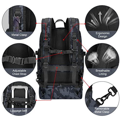 Bertasche Lunch Backpack For Men, 15.6 Inch Laptop Backpack For Work College Travel Camping Tactical Molle Daypack, Camo Navy #TOP4