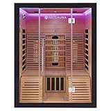 Artsauna Infrarotkabine Helsinki 150 Dual Technologie, LED - Infrarotsauna 150x150 cm - 1 Bank, 2 Liegen für 3 Personen - Wärmekabine Schwarz Black