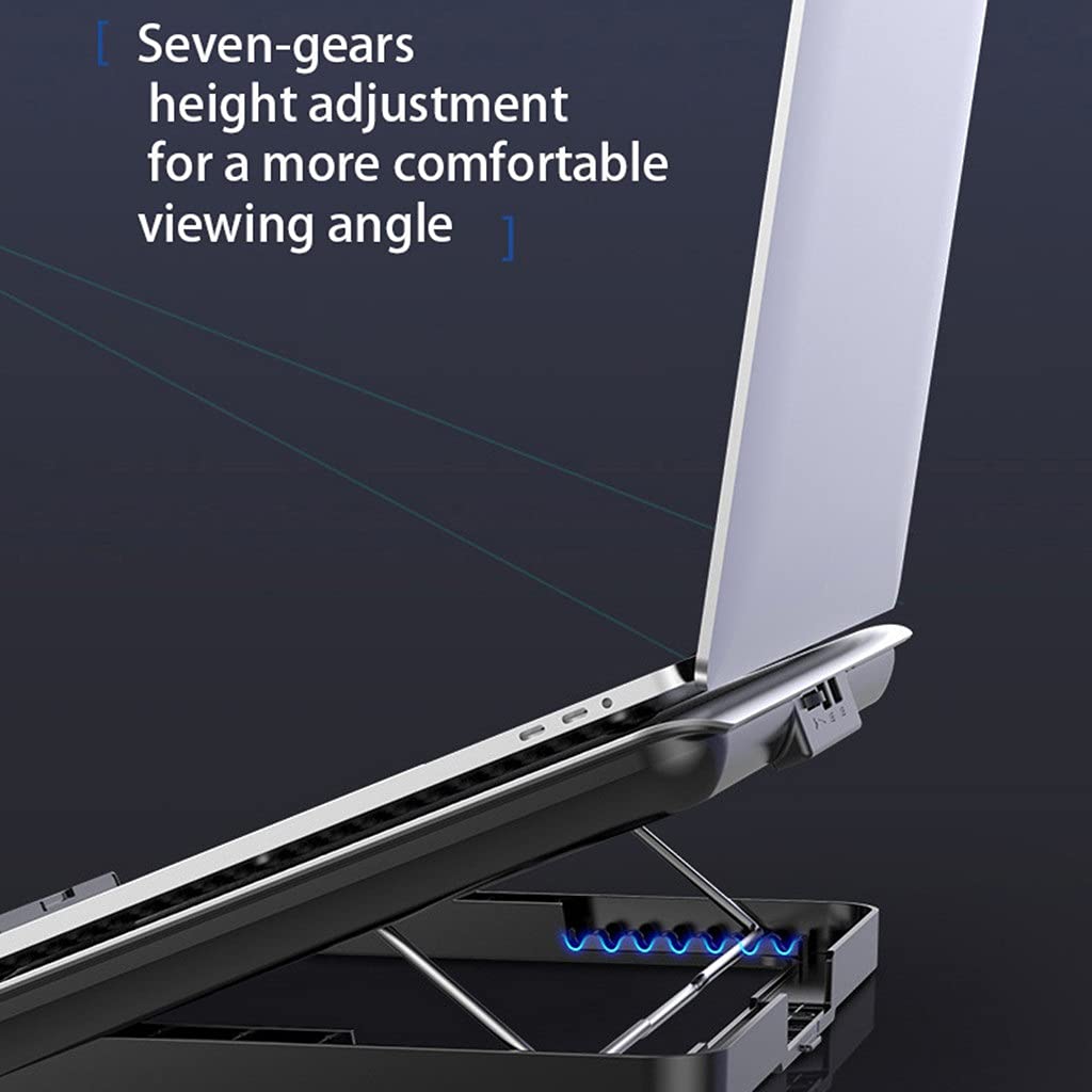 Gaming-Laptop-Kühler, leiser Ventilator, Metall-Kühlpads, Port, tragbar, verstellbar, Notebook-Ständer für 30,5 - 40,6 cm (