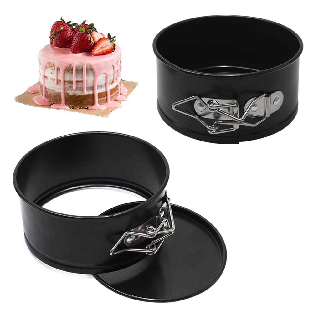 Mini Stampo Torta 2 Pezzi Tortiera Apribile da 11CM Teglia Cheesecake con Fondo Staccabile e Rivestimento Antiaderente Tortiere Rotonde per Torte,Dessert
