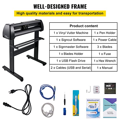 Vevor Vinyl Cutter Machine, 34In / 870Mm, Led Plotter Printer, Precise Manual Positioning, Softwares Support Mac And Windows Systems, Adjustable Force And Speed, Floor Stand For Making Sign Label #TOP7