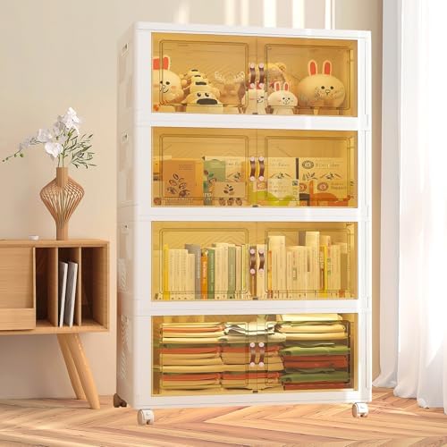 330 Quart (3-Pack) Stackable Collapsible Storage Bins With Lids & Wheels - Large Closet Organizer Drawers