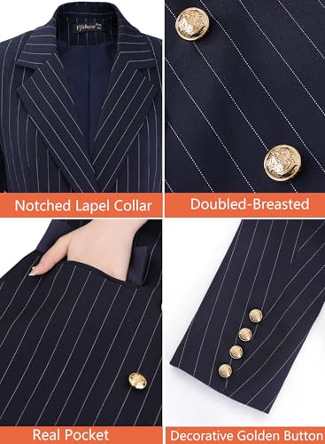 VFSHOW Womens Work Business Blazers Open Front Notch Lapel Double Breasted Office Back Slit Pockets Jackets Blazer4