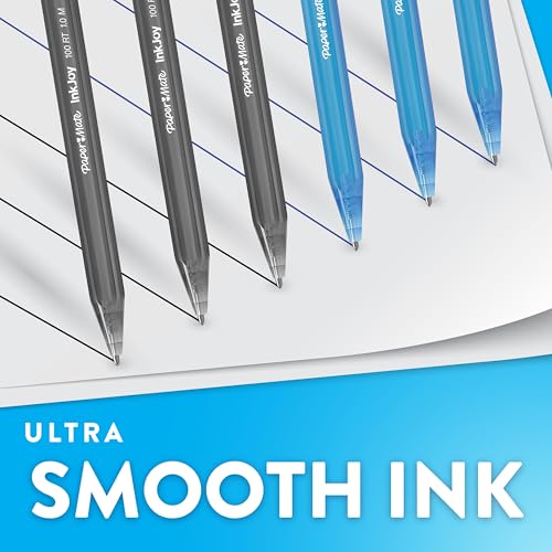 Image of Paper Mate InkJoy 100RT Ballpoint Pens, Medium Point (1.0mm), Black & Blue Ink, 72 Count - Bulk Pack for School, Home, Office, College, Note-Taking