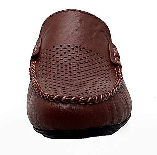 Image of Go Tour Mens Mules Clog Slippers Breathable Punching Leather Slip on Shoes Casual Loafers