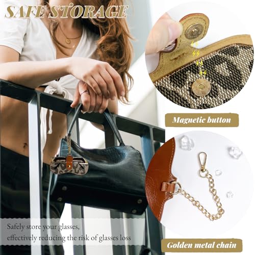 Image of Eyewear Clutch Glasses Case with Clip Soft Leather Sunglasses Bag
