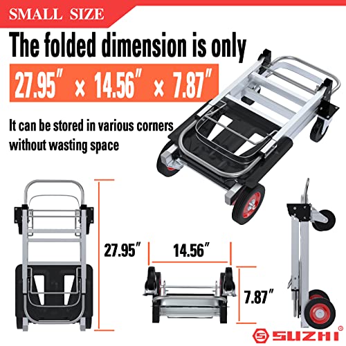 Collapsible Hand Truck & Hand Cart 2-In-1, Aluminum Dolly Cart For Moving, Large Capacity Cart To Stack Many Layers, Not For Too Heavy Goods, Portable And Easy To Store. #TOP5