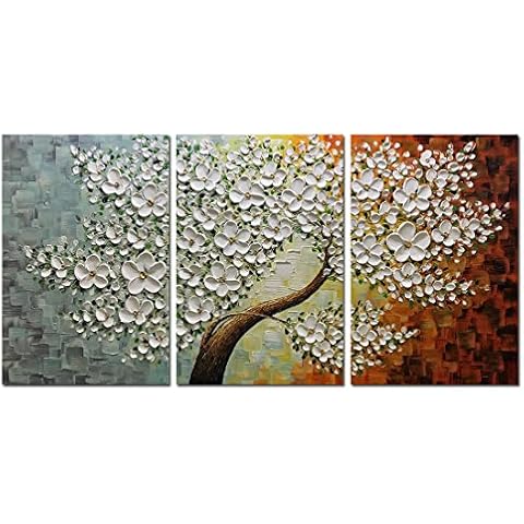 V-inspire Paintings, 20x30Inchx3 Paintings Oil Hand Painting 3D Hand-Painted On Canvas Abstract Artwork Art Wood Inside Framed Hanging Wall Decoration Abstract Painting Cover