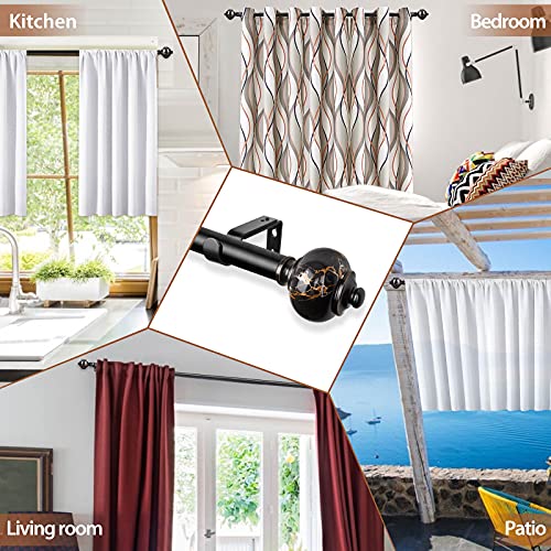 Kamanina Marbled Replacement Finials For 1 Or 7/8 Inch Black Curtain Rods, M6 Screw Drapery Rod Finials, Set Of Two #TOP4