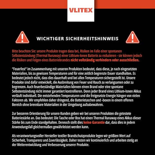 VLITEX Akku Sicherheitsbox XL – Lipo Safe Bag & Akku Aufbewahrungsbox – Hitzebeständige Akku Ladebox für Lithium Ionen Akkus – Sicherheits- und Brandschutzbox