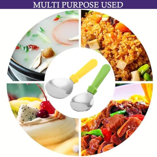 Image of Baskety Stainless Steel Rice Paddle Spoon Non Stick Heat Resistant Kitchen Gadgets Rice Scooper Rice Spatula Rice Cooker Spoon Works for Rice Mashed Potato Or More (Multicolor)-1 Piece