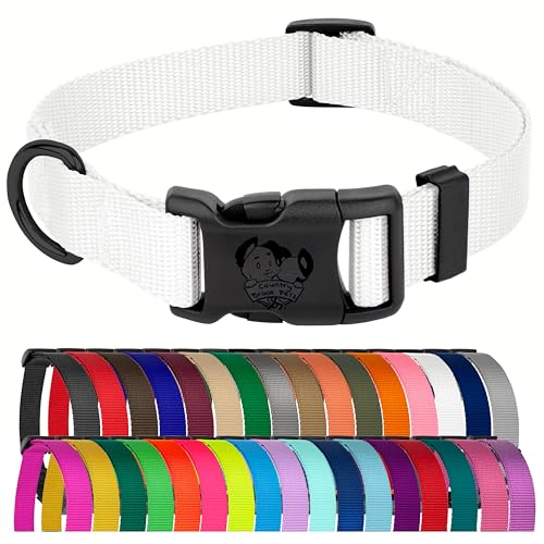 Collar de nylon para perro Country Brook, grande, blanco, 1 pulg