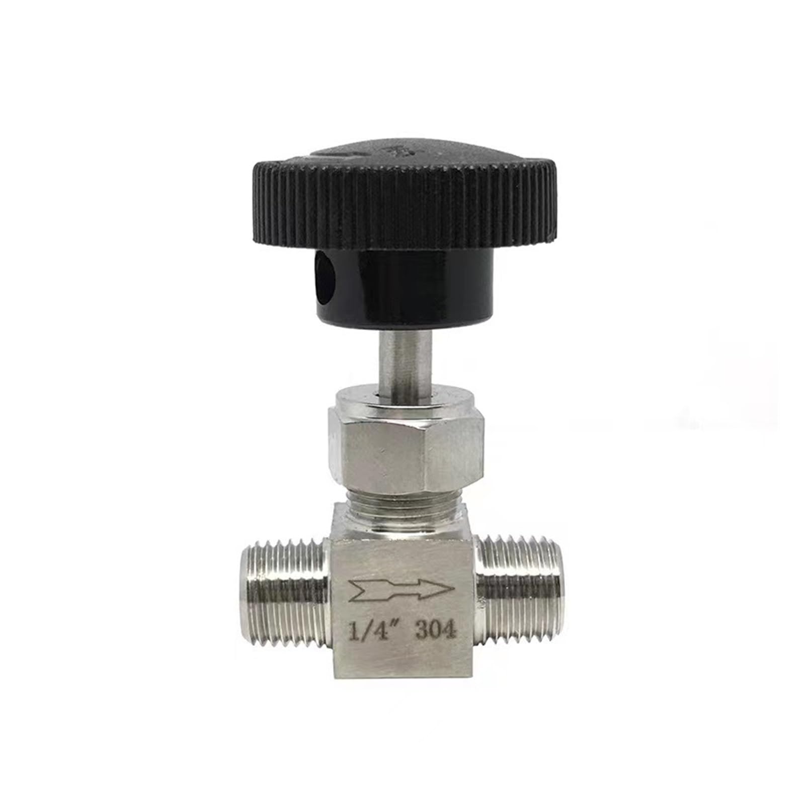 Hydraulisches Zweiwege-Drosselventi Verstellbares Nadelventil 1/8", 1/4", 3/8", 1/2", Außengewinde, Edelstahl 304, Durchflussregelung, gerade Nadel(1/2")