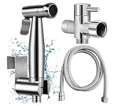 Yunlism Handheld Bidet Sprayer for Toilet, Brass Leak Free T-Valve & Adjustable Water Pressure, Stainless Steel Sprayer Att…