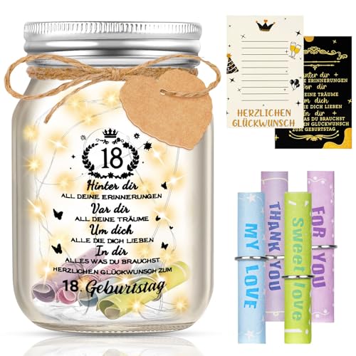AMFUN Geschenke zum 18 Geburtstag Mädchen Junge, LED Flaschenlicht mit Spruch, Dekoflasche mit Lichterkette, Leuchtflasche Geschenkideen für Mädchen, Junge, Freunde AMFUN Geschenke zum 18 Geburtstag Mädchen Junge, LED Flaschenlicht mit Spruch, Dekoflasche mit Lichterkette, Leuchtflasche Geschenkideen für Mädchen, Junge, Freunde