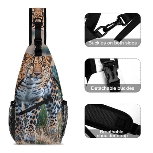 Mochila de viaje ligera con compartimentos ergonómicos y diseño de leopardo moderno 3