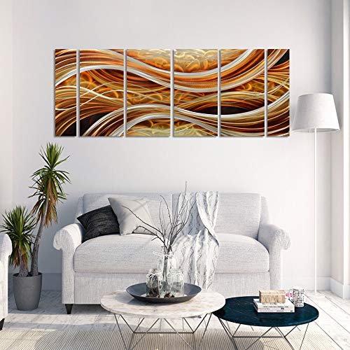Yihui Arts Large Metal Wall Art, Soft Dark Orange Wall Sculptures, Panel Art, Abstract, Modern Contemporary Design For Home Wall Decor (32X65In) #TOP2