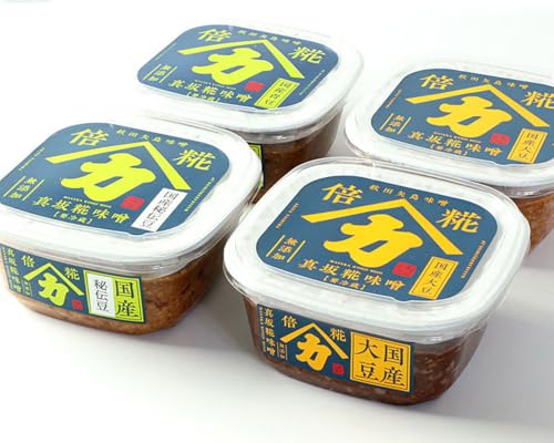 真坂糀味噌店 手作り味噌 国産大豆使用 450g×4個(国産大豆倍糀味噌450g×2、国産青豆倍糀味噌450g、国産秘伝豆倍糀味噌450g)
