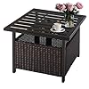 Nightcore rattan umbrella side table bistro wicker side table with storage slot patio umbrella side table stand with 157 umbrella hole outdoor leisure coffee table for garden poolside deck  urban country home decor
