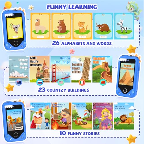 Image of Kids Smart Phone for Girls Gifts - Toddler Christmas Birthday Gift for Age 3 4 5 6 Year Old, Kids Cell Phone Toy with Touchscreen, Dual Cameras, Learning, Kid Mp3 Player, Games with 32 GB Card