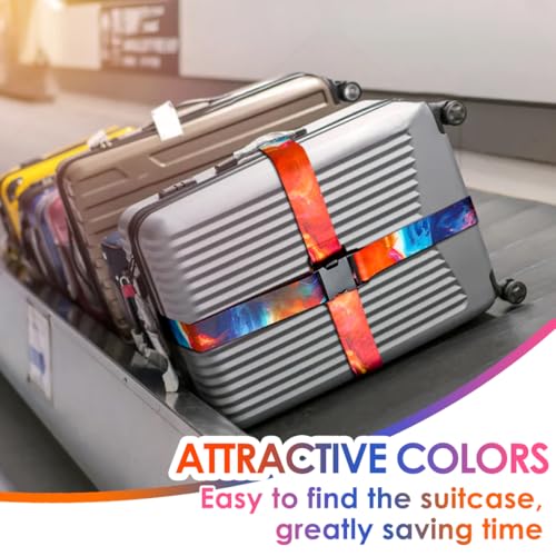 Image of Gutsdoor Luggage Straps for Suitcases Adjustable Travel Belt, Connector Holds Suitcase Bright Colorful Identifiers Travel Bag Accessories (Sun Orange)