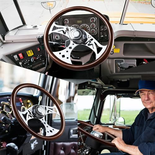 QYMOPAY 18 Inch Wooden Truck Steering Wheel Classic Grant Nostalgia Style Steering Wheel Slotted 3 Chrome-plated Spokes Woodgrain Steering Wheel - Image 6