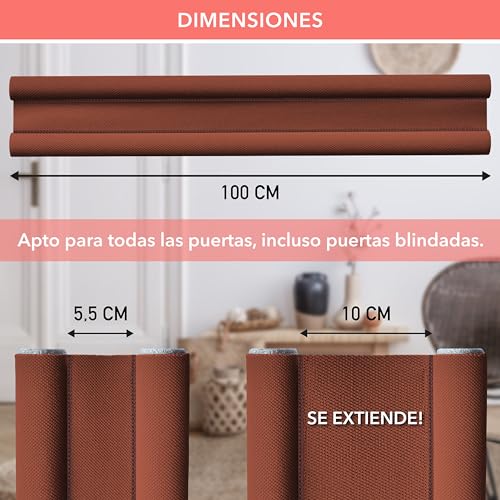Burlete para puerta blindada marrón de 5 a 10 cm que evita corrientes 4
