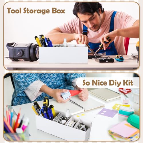 Image of Teenyyou 30 Sets Cardboard Parts Bins Boxes Kraft Cardboard Storage Bins with Dividers for Parts Shelves Stem Project Online Store Inventory Organized(White,12 x 4 x 4 Inches) (Pack of 2)