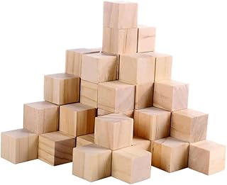 SEWACC 50 Pçs Cubo De Madeira Quadrados De Madeira Blocos De Madeira Artesanais Blocos De Madeira Cubos Quadrados Bloco Quadrado De Madeira DIY Cubo Quebra-Cabeça De Madeira Mini Blocos
