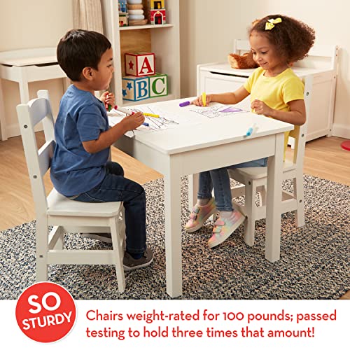 Image of Melissa & Doug Wooden Kids Table & Chairs Set, Montessori, Homeschool Classroom Must Haves, Bedroom Furniture for Boys & Girls 3+