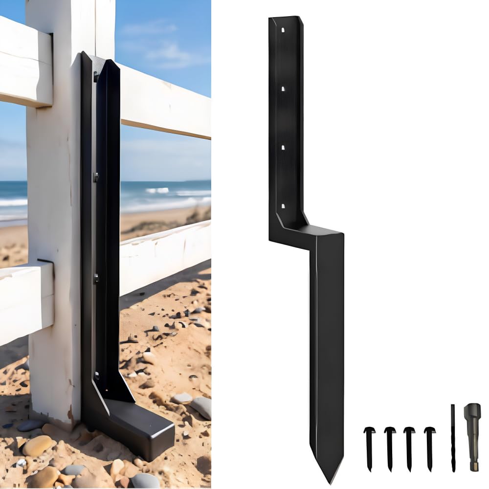 LUAIHE Fence Post Repair Stakes Kit, antirust ground spike anchors,1 Pack