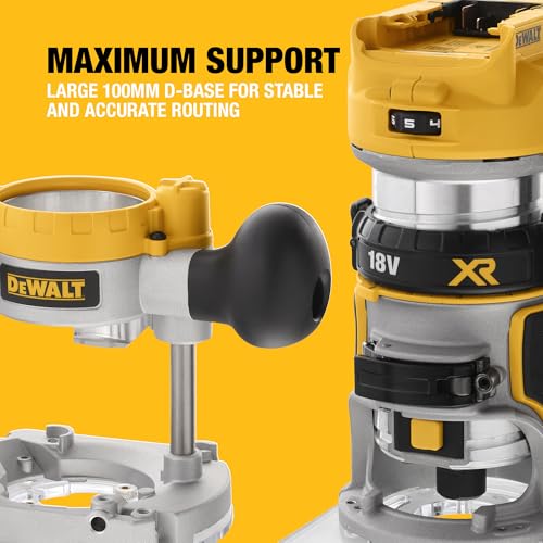 DEWALT 18V XR Brushless 1/4 in. (8mm) Compact Router, Tool Only, DCW604NT-XJ 8 DEWALT 18V XR Brushless 1/4 in. (8mm) Compact Router, Tool Only, DCW604NT-XJ - Image 8